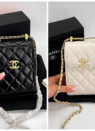 Жіноча сумка преміум quilted mini bag leather gold hardware під телефон