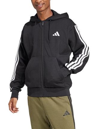 Мужская толстовка adidas m 3s fl fz hd черная jd1870