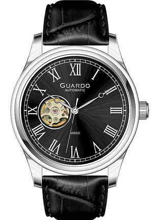 Guardo sa03016-2 мужские часы черный циферблат кожаный ремешок