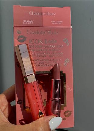 Набір для губ charlotte tilbury icon baby fresh pink gloss and pink lipstick duo