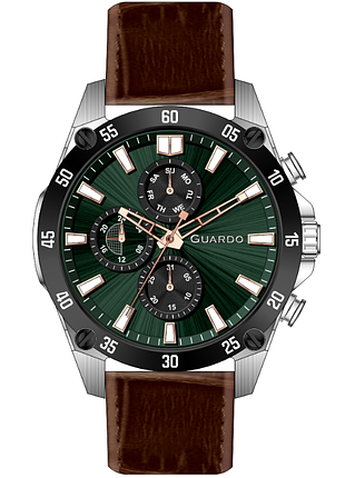Guardo 012843-5 мужские часы зеленый циферблат кожаный ремешок