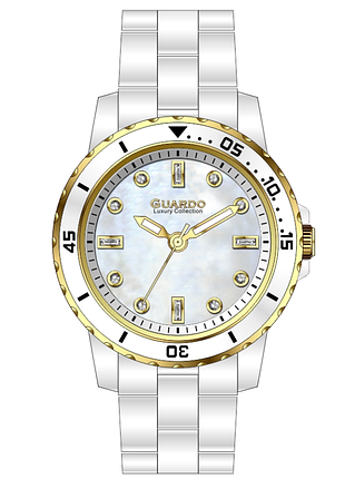 Guardo luxury s02433-1 жіночий годинник білий циферблат керамічний браслет