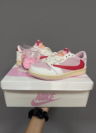 Air jordan 1 x travis scott | pink / red / sail (2)