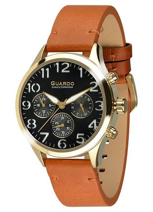 Guardo s01353-3 мужские часы черный и белый циферблат кожаный ремешок