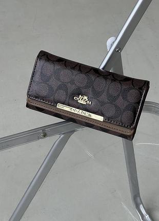 Жіночий гаманець coach великий подвійний коричневий