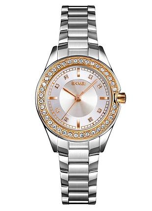 Жіночий годинник skmei 1534gdsi gold-silver класичний кварцовий годинник зі сріблястим корпусом для щоденного носіння