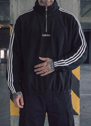 Черный флисовый свитшот adidas