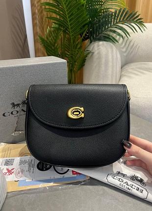 ❌ coach polished pebble willow saddle bag black