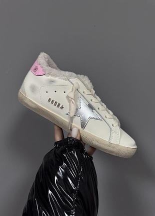 Golden goose | superstar white / silver / pink fur premium ❄️
