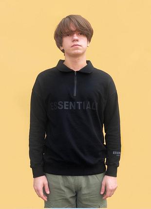 Свитшот essentials fear of god white черный с замочком