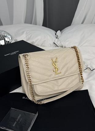Сумка niki vintage leather in cream / gold