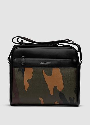 🦁 coach charles camera crossbody messenger bag camo