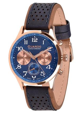 Guardo s1605-4 чоловічий годинник синій циферблат шкіряний ремінець