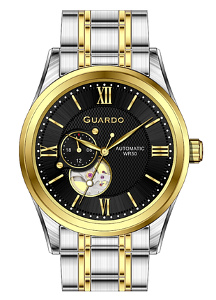 Guardo sa03019-3 чоловічий годинник чорний циферблат сталевий браслет