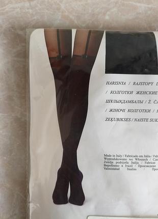 Колготки жіночі calzedonia з імітацією панчіх з бантиком, чорні