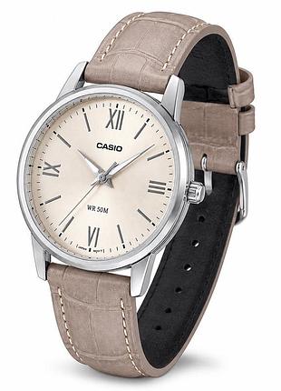 Женские часы casio ltp-1303ll-7a с кожаным ремешком и минеральным стеклом для повседневного использования