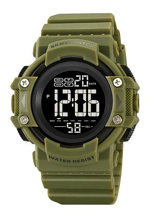 Часовник skmei 2195ag army green электронный мужской спортивный водонепроницаемый с будильником и подсветкой