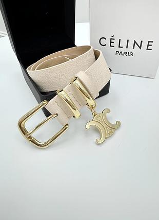 Ремінь жіночий celine logo молочний