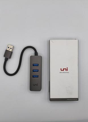 Usb 3.0 хаб гипермережевый адаптер rj45 uni (3 порта usb 3.0)