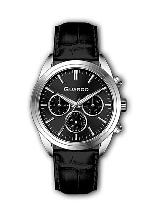 Guardo 012836-1 мужские часы черный циферблат кожаный ремешок