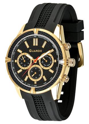 Guardo 012758-3 мужские часы черный циферблат силиконовый ремешок