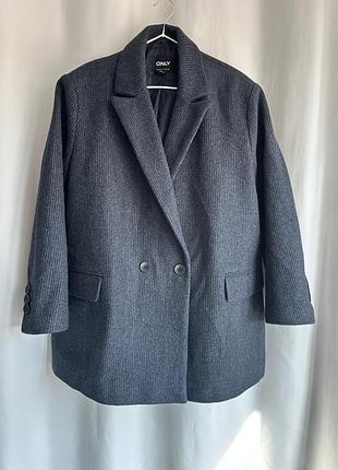 Пальто жакет щільне двобортне у смужку onlmalene blazer coat otw