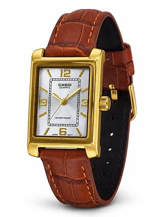 Женские часы casio ltp-1234gll-7a кварцевые с золотистым корпусом и кожаным ремешком для стильных женщин