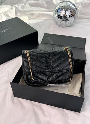 Сумка niki vintage leather in black / gold