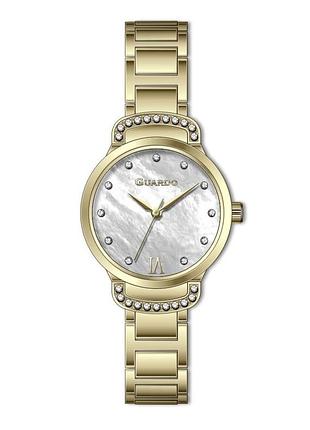 Guardo premium 012799-2 женские часы белый циферблат стальной браслет