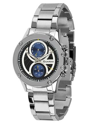 Guardo premium 012759-3 мужские часы чёрный/синий циферблат стальной браслет