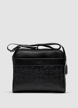🦁 coach charles camera crossbody messenger bag textured black