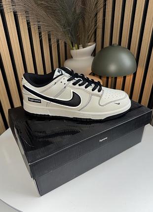 Чоловічі кросівки nike sb dunk low x supreme white black | 40–45