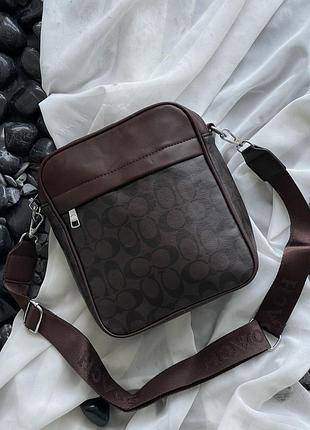 Чоловіча сумка мессенджер через плече coach коричневий