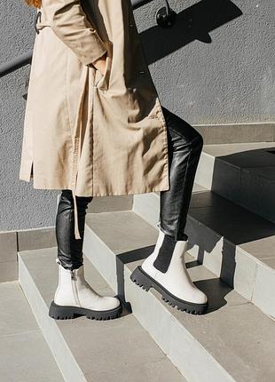 Черевики leather fur beige