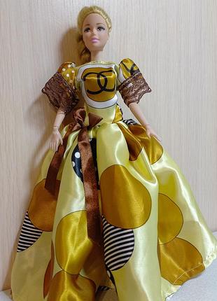 Одяг для ляльки barbie, сукня, жовтий