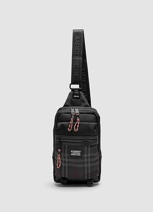 🦁 burberry black/grey canvas nylon crossbody bag