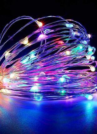 Новорічні гірлянди мідна дротяна лампа 100led 10м бп 5в 220v (сп) rgb rd-7110