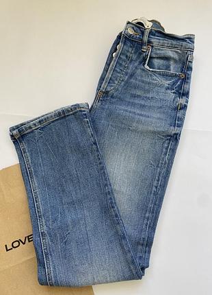 Новые женские джинсы zara базовые синие джинсы прямого кроя (straight) на пуговицах, размер 34 (xs)