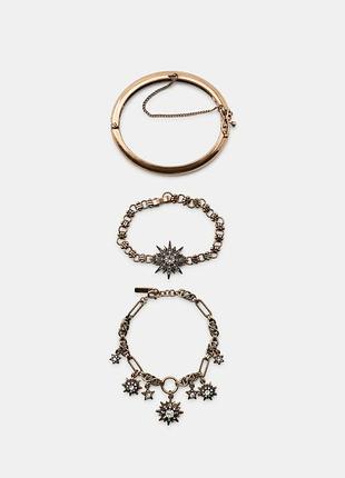 Набор из 3 металлических браслетов со звездами