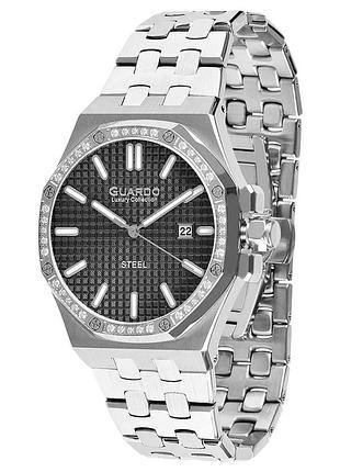 Guardo luxury s03009-1 мужские часы чёрный циферблат стальной браслет