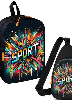 Набір sport 2 в 1: дитячий рюкзак + сумка-слінг , для хлопчика та дівчинки 7–9 років (6108)