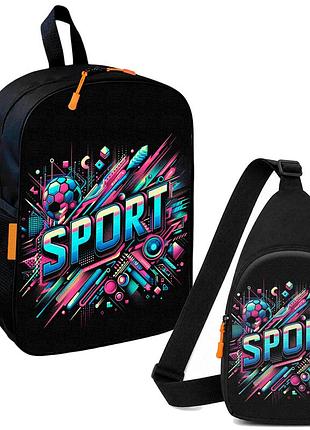 Набір sport 2 в 1: дитячий рюкзак + сумка-слінг , для хлопчика та дівчинки 7–9 років (6109)