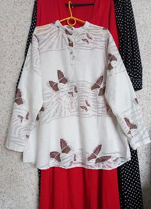 Льняная рубашка с принтом вискоза узор