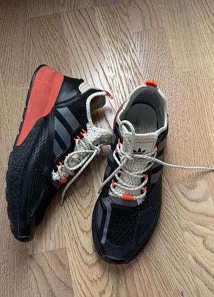 Кросівки чоловічі adidas zx 2k boost чорні з помаранчевим, розмір 41⅓, стелька 26 см