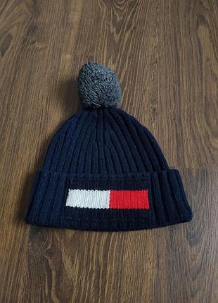 Зимова в'язана шапка tommy hilfiger з помпоном оригінал / шапка томмі хілфігер