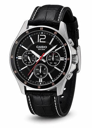 Чоловічий годинник casio mtp-1374l-1a кварцовий з шкіряним ремінцем чорний для повсякденного використання