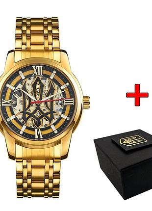 Класичний чоловічий годинник awarder 025 sharp gold-black