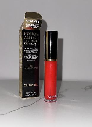 Рідка помада для губ chanel rouge allure extrait de gloss  4d обʼєм блиск для губ в дуже червоному відтінку