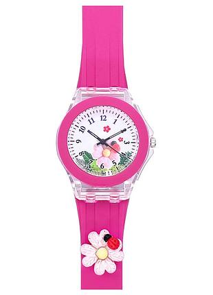 Детские часы better 005 flowers pink-white кварцевые для девочек с силиконовым ремешком