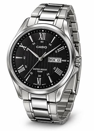Чоловічий годинник casio mtp-1384d-1a кварцовий водонепроникний 10 atm класичний сріблястий браслет